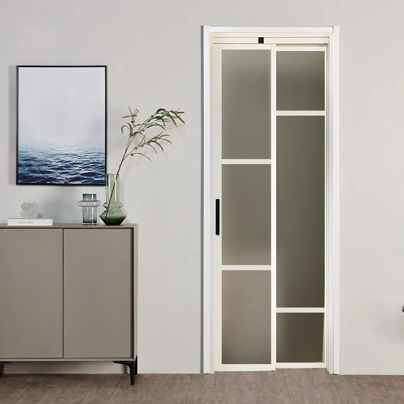 Indoor bathroom Kitchen balcony folding door sliding flat open integrated glass door customization