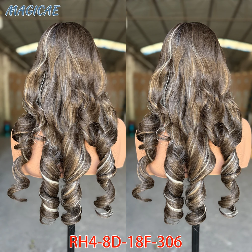 الاصطناعية 13 × 4 الدانتيل الجبهة الباروكات 30 "طويلة نطاط مجعد الدانتيل الباروكة للنساء أومبير براون تسليط الضوء على الباروكات مقاومة للحرارة شعر مستعار