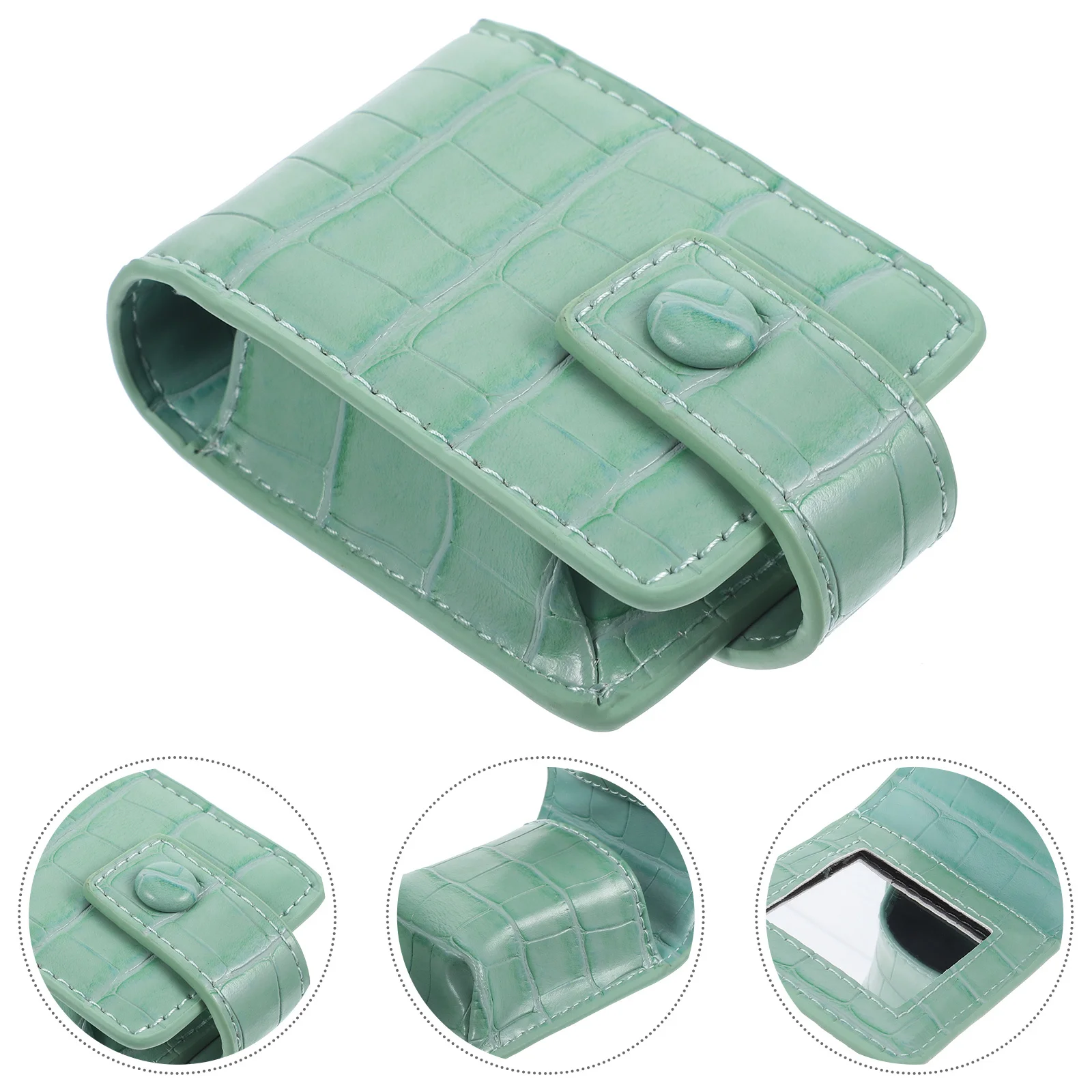 

Travel Makeup Lipstick Bag with Mirror 3 Compartment Small Pouch Organized Elegant Design for Daily Use