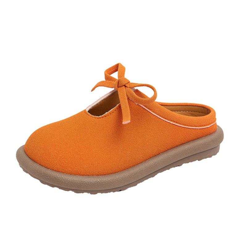 Crianças chinelos para meninas novo versátil crianças simples bowknot chinelos planos moda macio antiderrapante crianças causal mules sapatos