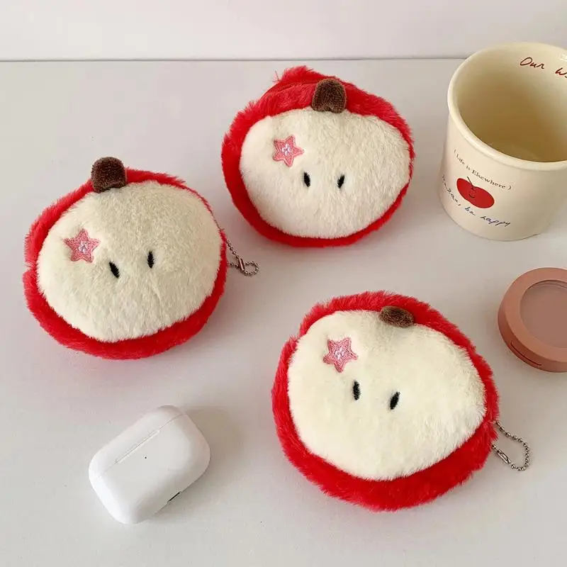 Kawaii Cartoon Coin Purse Soft Plush Keychain Storage Bag Lightweight Pouch for Student Earphone Data Cable