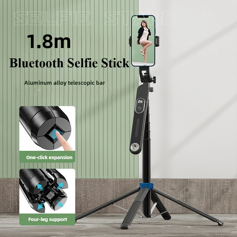 

1.8m Professional Tripod Selfie Stick Extendable Phone Tripod Stand Quadrapod with Bluetooth Remote for IPhone & Android Phones