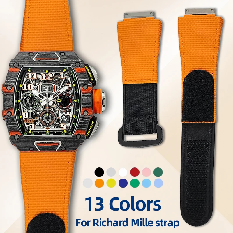 For Richard Mille Strap Fluororubbe Elastic Nylon Watch Band RM67 RM67-01 RM67-02 RM011 RM055 RM035 Customized FKM Bracelet men