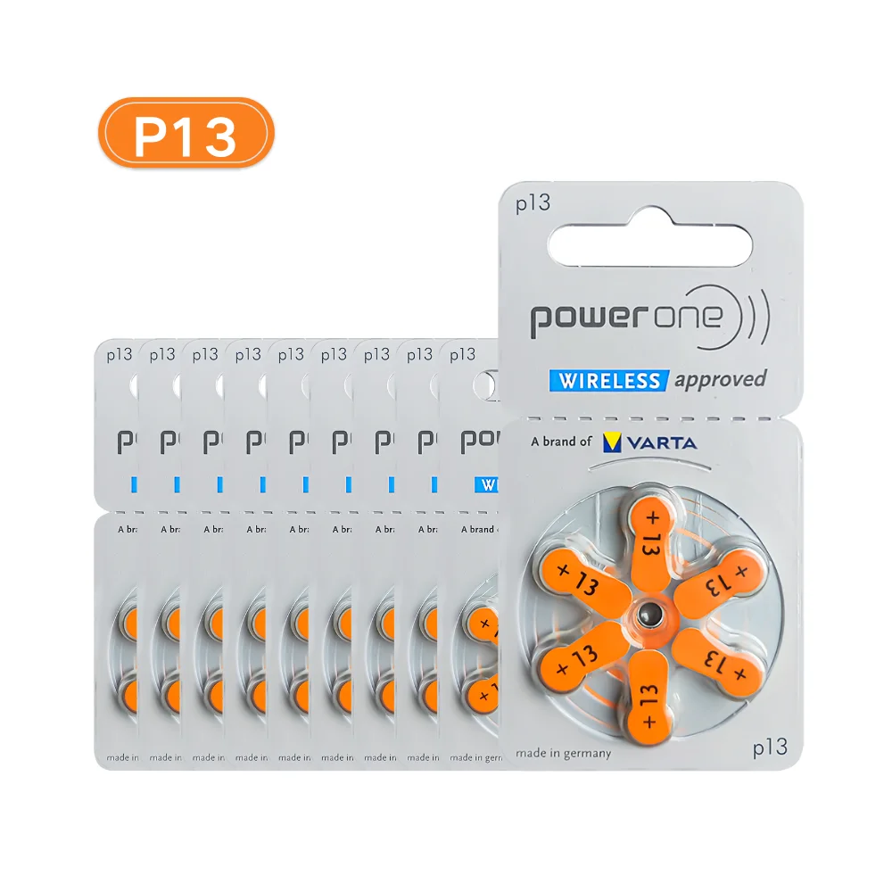 PowerOne 고성능 보청기 배터리, BTE 보청기용 아연 에어 13, P13, PR48 배터리, 60 PCs, 직송 