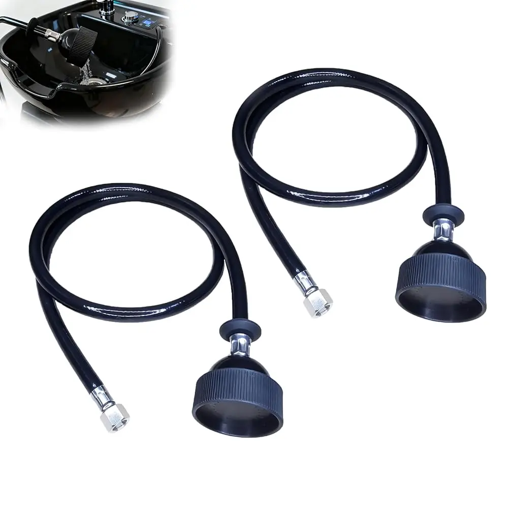 

Комплект из 2 распылителей для шампуня с черным резиновым шлангом и резьбой 1/4 дюйма для салонных раковин, парикмахерских, спа-бассейнов и большинства коммерческих установок