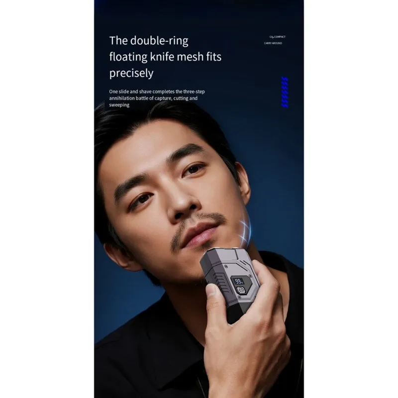 BABZ-Washable And Portable Mecha Electric Shaver For Men, Rechargeable Digital Display, Nose Hair Shave Included