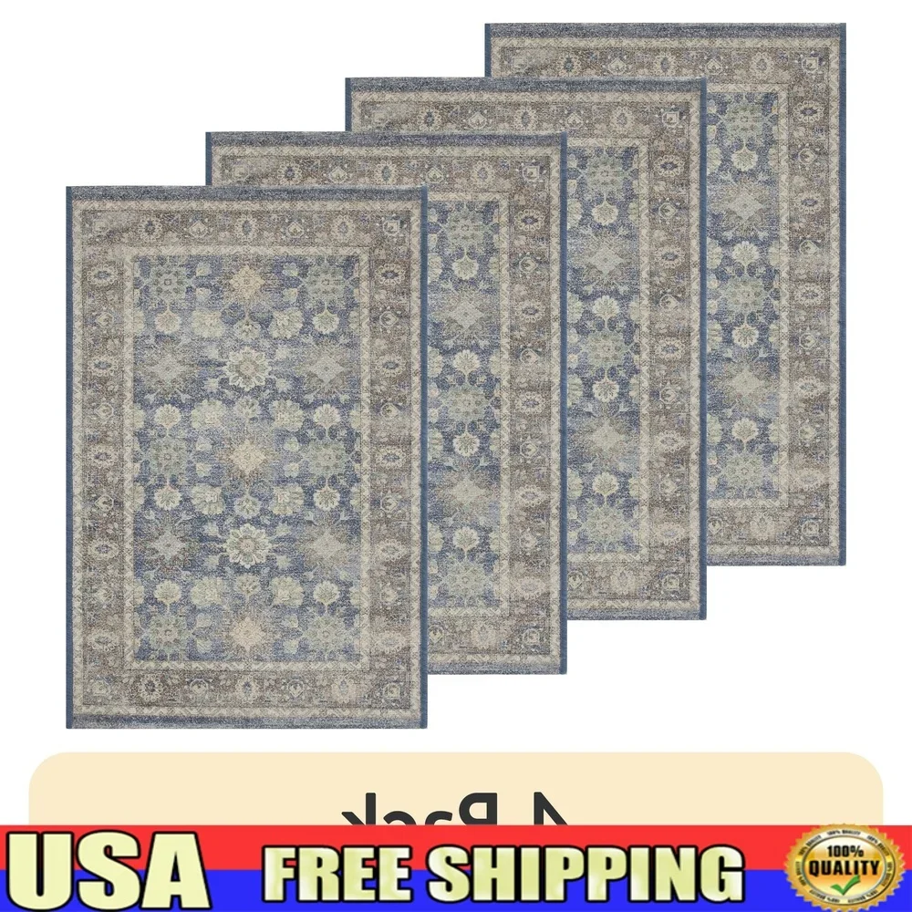 

Indoor Floral Accent Rug Non-Slip Washable Area Rug Perfect Living Room Bedroom Entryway and Hallway