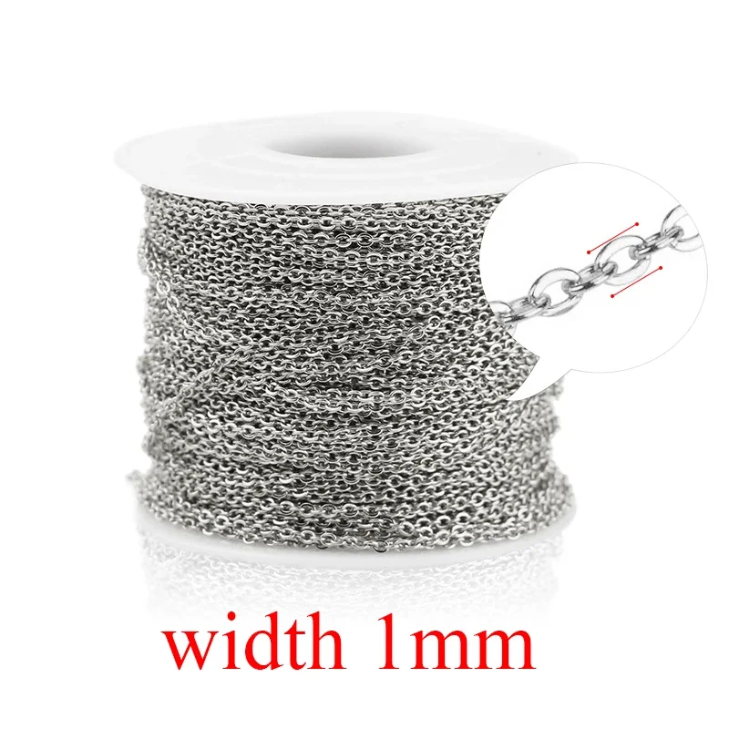2 m Edelstahlkette für Schmuckherstellung, Kabel, Roségold, Silberketten, Halskette für DIY-Schmuckzubehör im Großhandel