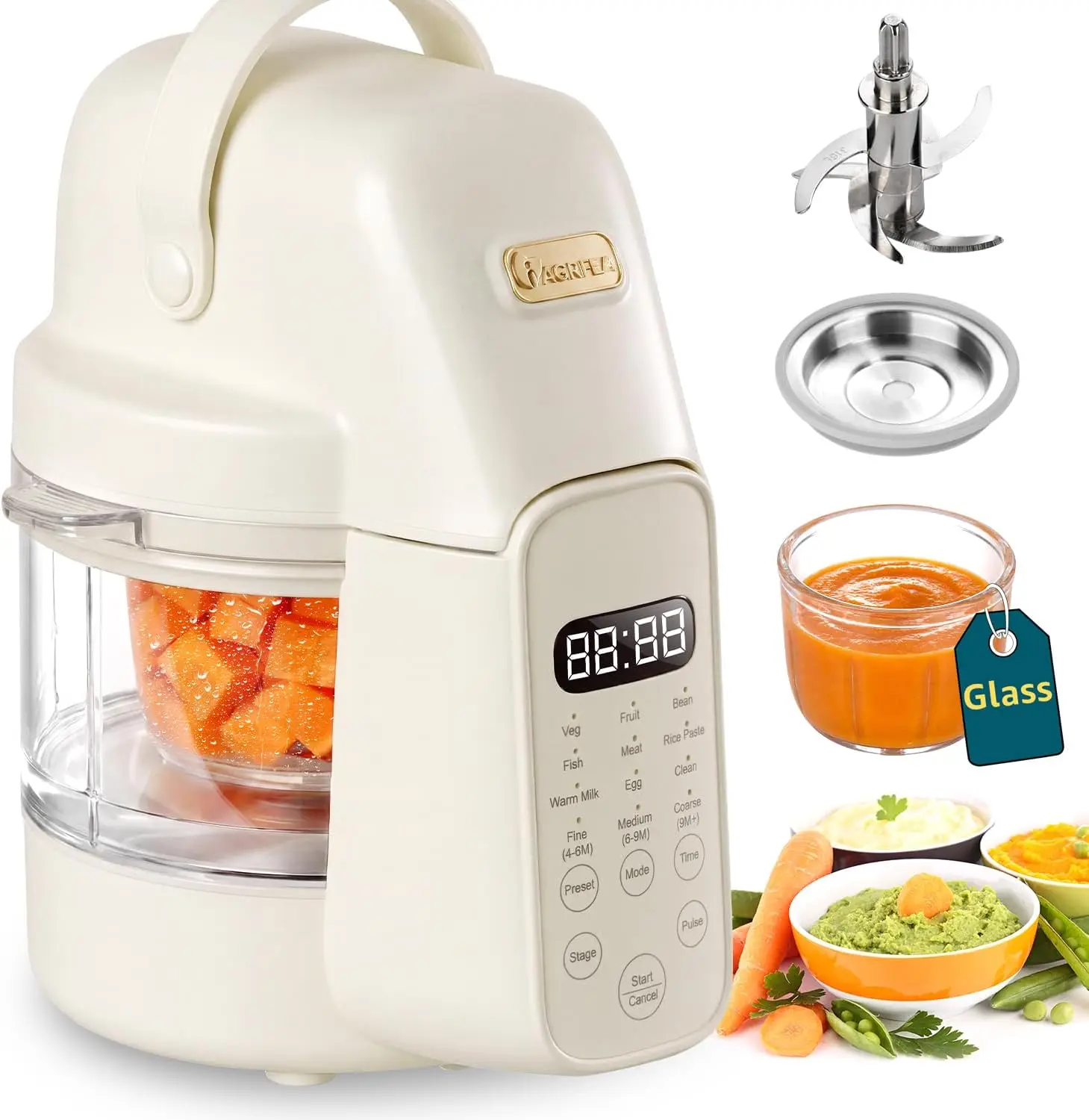 

9-in-1 Glass Baby Food Maker, Steamer and Blender Combo, Auto Cooking Machine for Homemade Baby Food, BPA-Free