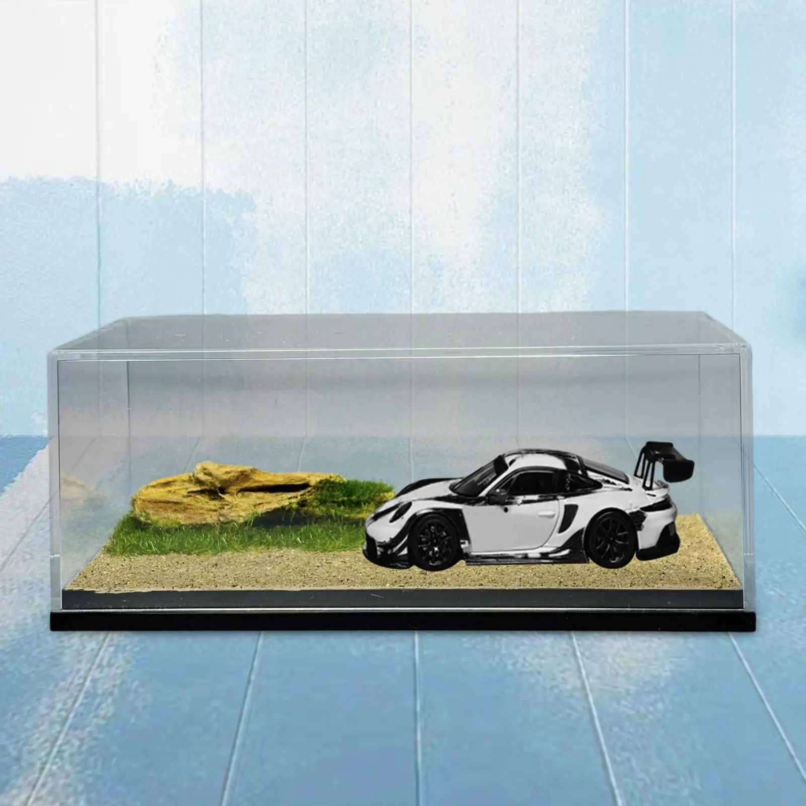 1/64スケールモデルカーディスプレイケース 車両ショーケース 家庭用オフィス用 合金カーモデルディスプレイボックス サンディワイルドネス収納ボックス