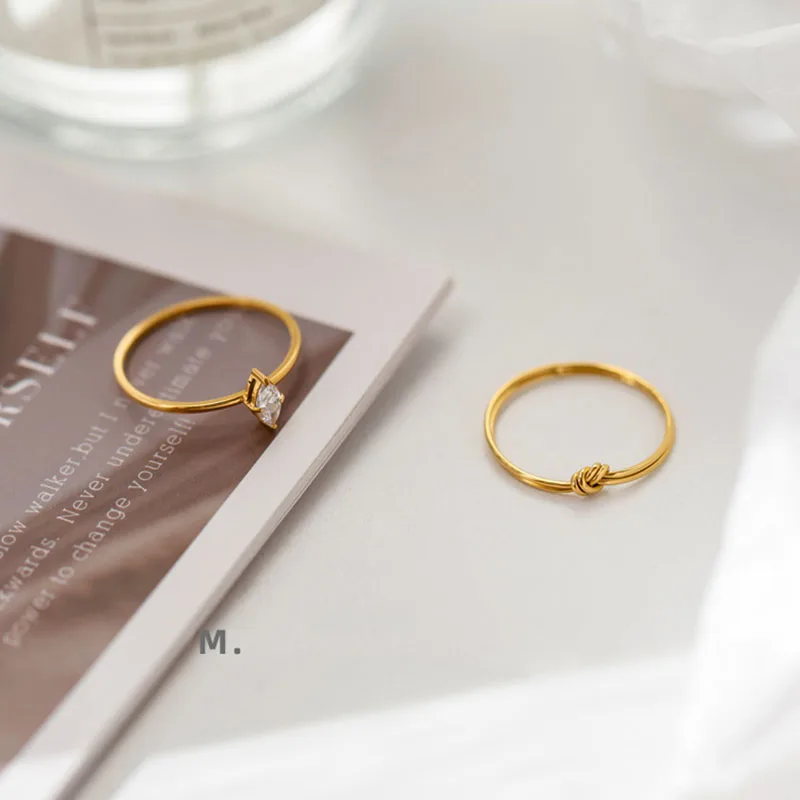 Super thin marquise eye stone rings stainless steel rings for women minimalist dainty elegant stainless steel jewelry