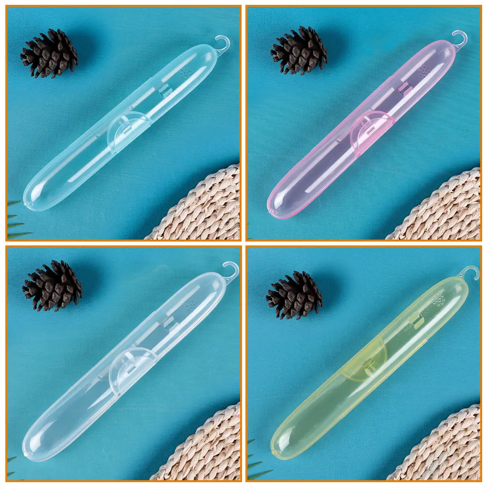 4Pcs Toothbrush Storage Container Plastic Portable Compact Travel Toothbrush Box Organizer Holder for Home Outdoor