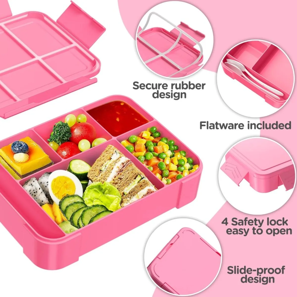 Children and Students 1330ml Leakproof Lunch Boxes Sealed in Compartments Fruit Boxes Salad Boxes Microwave Heating Bento Box