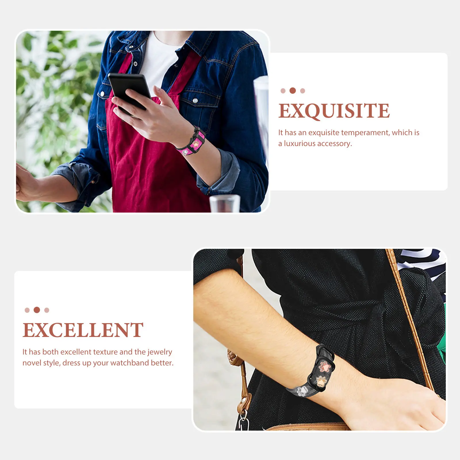 3Pcs Decorative Watchband Charm Rings Delicate Alloy Watch Band Nail Replacement Accessories Stylish Watch Decor Jewelry Gift