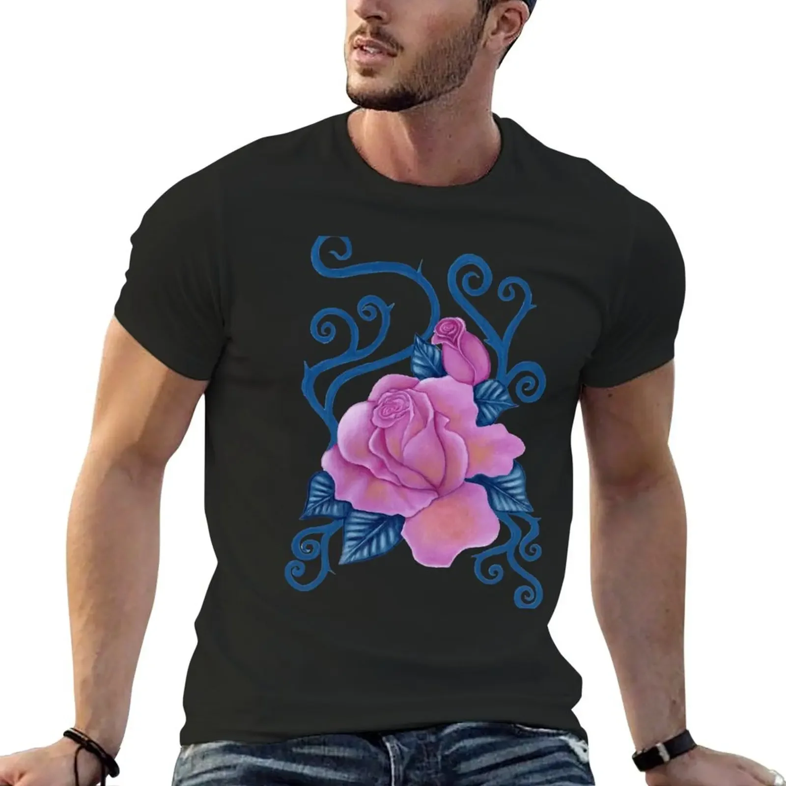 

Pink Rose T-Shirt oversizeds sublime Blouse custom shirt mens shirts graphic tee