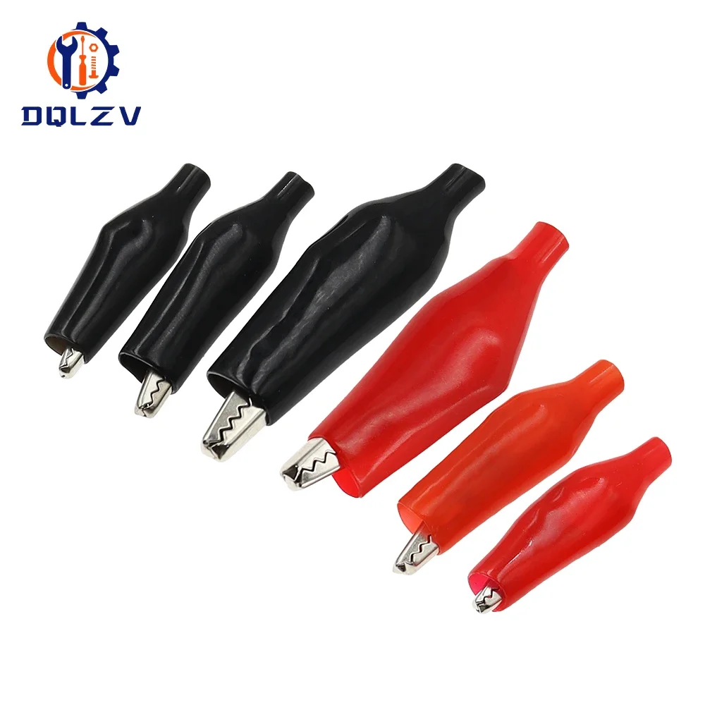 20PCS 28MM 35MM 45MM Metal Alligator Clip Crocodile Electrical Clamp Testing Probe Meter Black Red Plastic DIY Car Auto Battery