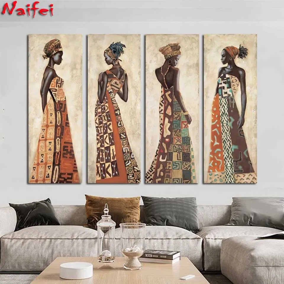 Vintage African Woman Large Diamond Painting Full New Collection Diamond Mosaic Portrait Entrance For Living Room Home Decor