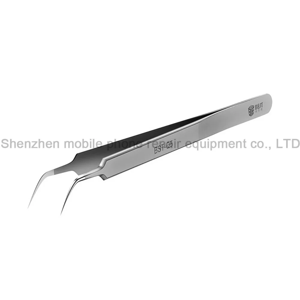 BST-Q3/Q5 Stainless Steel Superfine Pointed Fly Line Tweezers Precision Elbow Fixture Microscope Fingerprint Special Tweezers