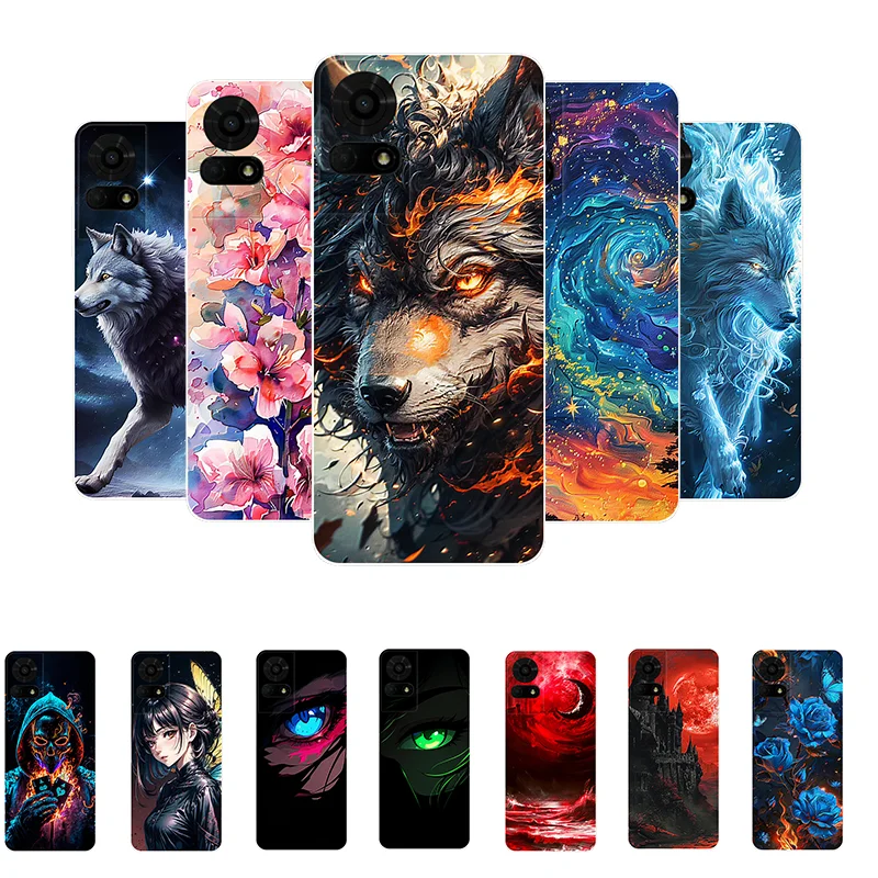 For TCL 50 LE 4G Case T510SPP Wolf Painted Cover Shockproof Soft Silicone Phone Case For TCL 50 LE 50LE Fundas TCL50LE