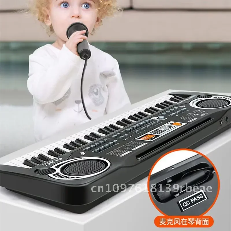Clavier d'orgue électronique pour enfants, 61 touches, jouet éducatif portable, instrument de musique, orgue avec microphone, cadeau pour enfants