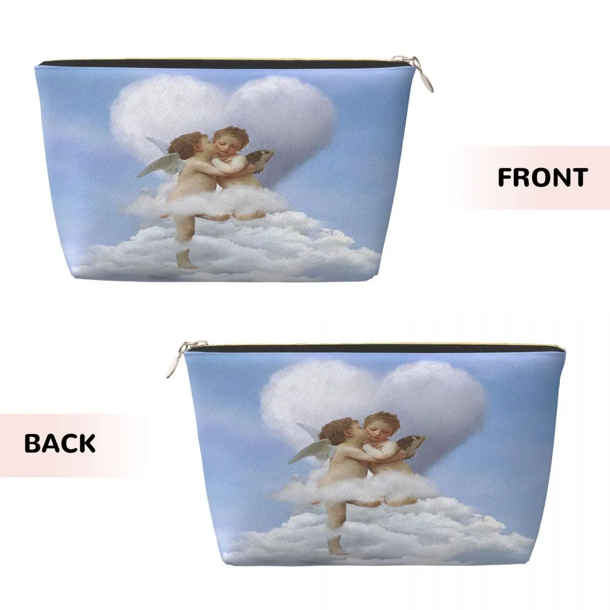 Custom Clouds Angels Kiss Travel Toiletry Bag for Women Renaissance Cherub Makeup Cosmetic Organizer Beauty Storage Dopp Kit