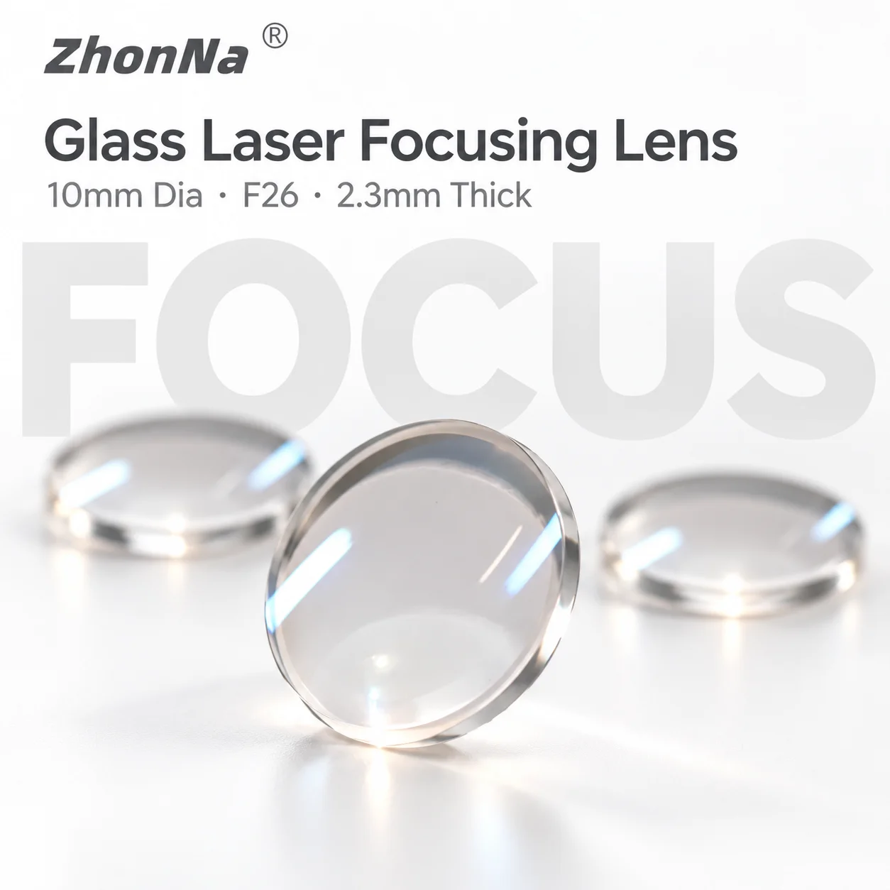 ZhonNa 10mm Laser Glass Focusing Lens Tire Wheel Alignment Optical Instrument 26mm Focal Length 2.3mm Plano Convex DIY Tool Lens