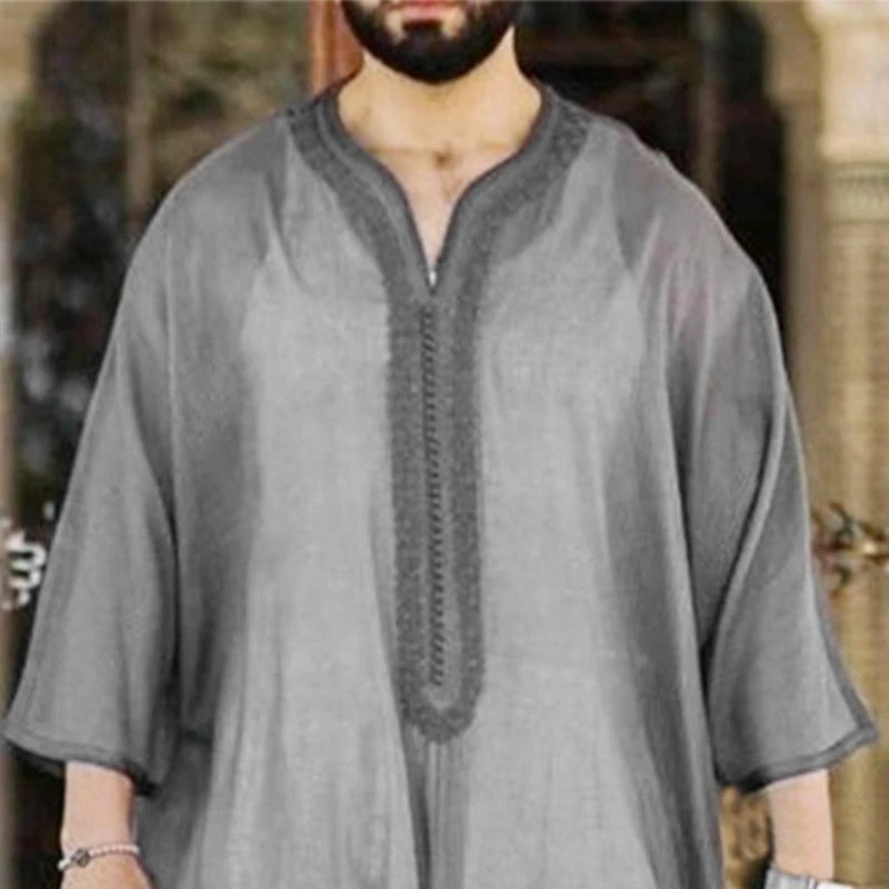 

Мусульманские платья для мужского с длинным рукавом рубашка Дубай Кафтан Тобе хала