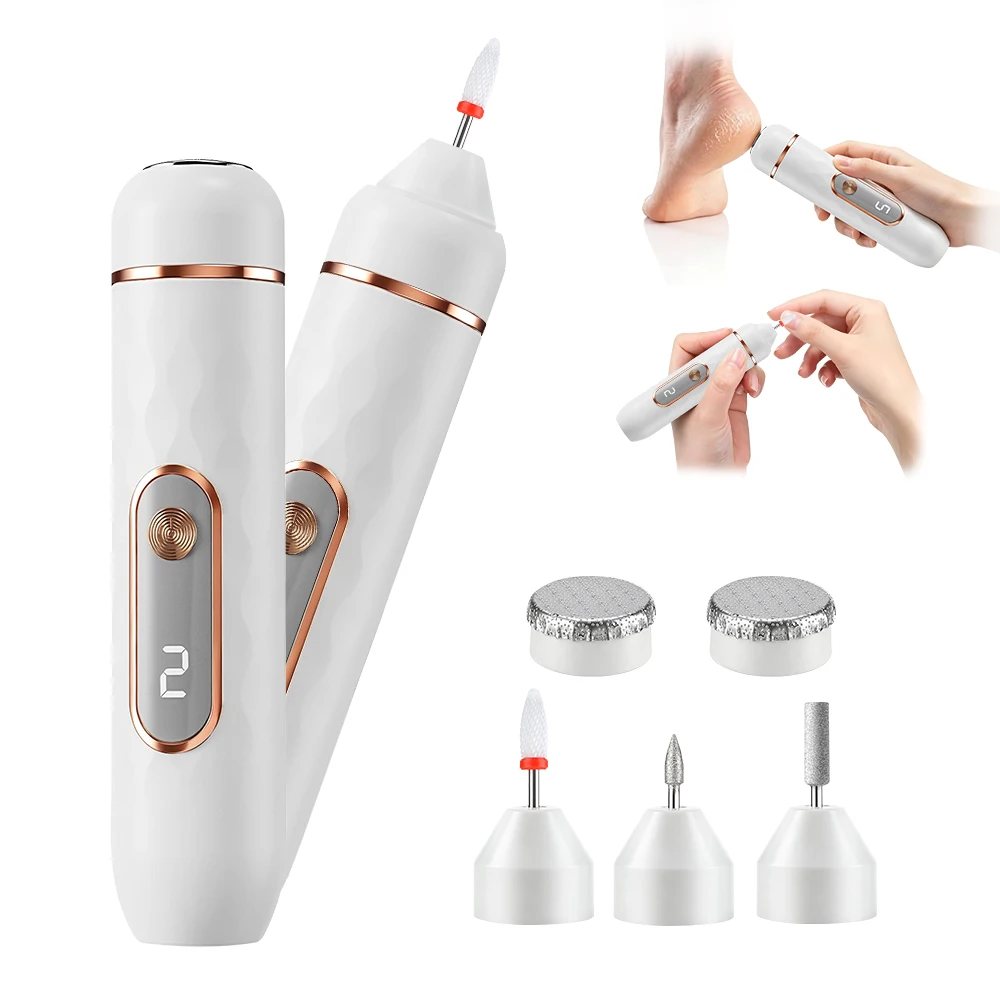 Electric Nail Foot File 2-in-1 Hand Foot Care Tool with Replaceable Grinding Heads Portable Callus Remover for Nail And Toenail