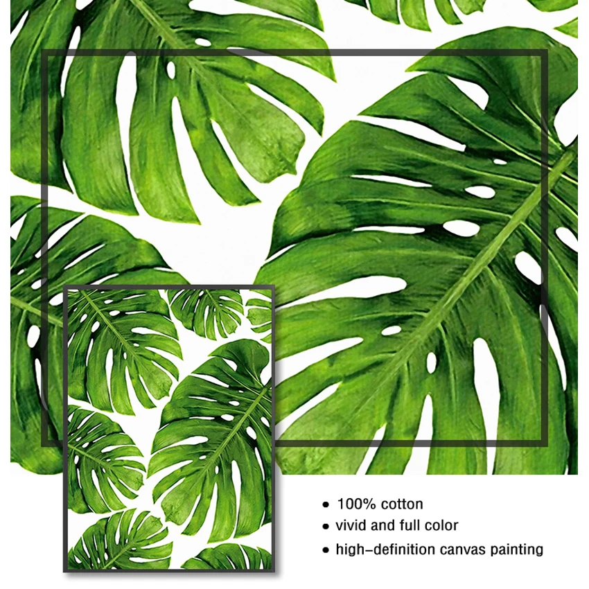 Poster Greenery Wall Picture Room Decoration Tropical Banana Leaf Canvas Painting Fresh Palm Leaves Nordic Green Plant