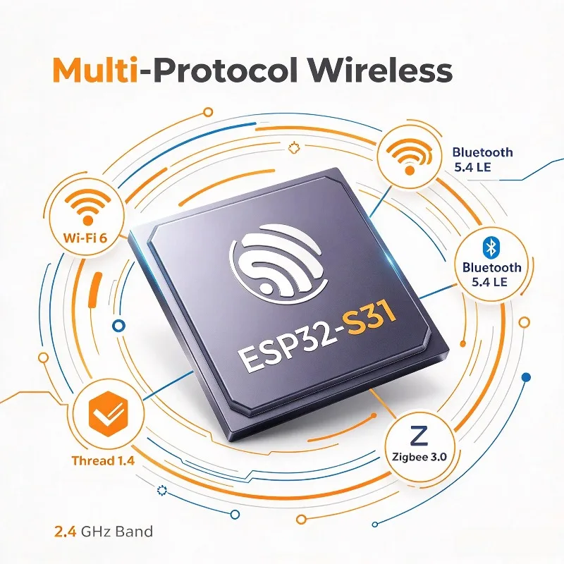 ESP32-S31 Series High-Performance SoC, Dual-Core RISC-V, Wi-Fi 6, Bluetooth 5.4, Zigbee 3.0,Thread 1.4,AI Vision & LE Audio Chip