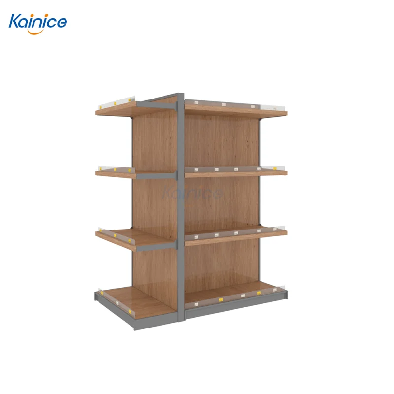 

Customize.Kainice Modern Heavy Duty Multi Layers Steel Wood Gondola Shelving System Retail Grocery Supermarket Store