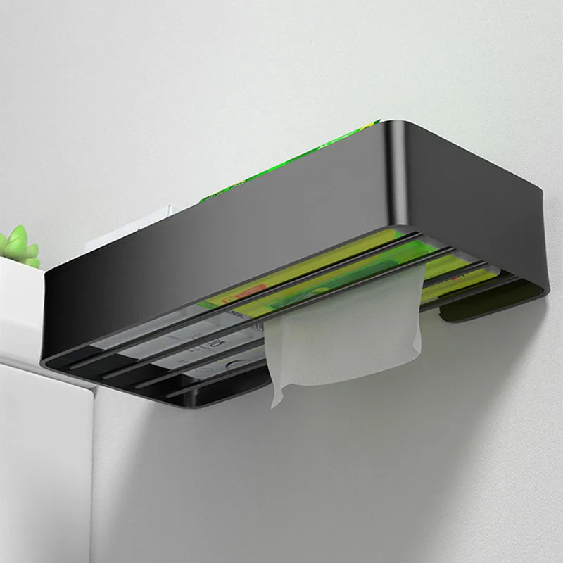 

Black Aluminum Bathroom Shelf Wall-mounted Shower Storage Rack Nail-Free/Free Toilet Paper Towel Holder Bathroom Hardware