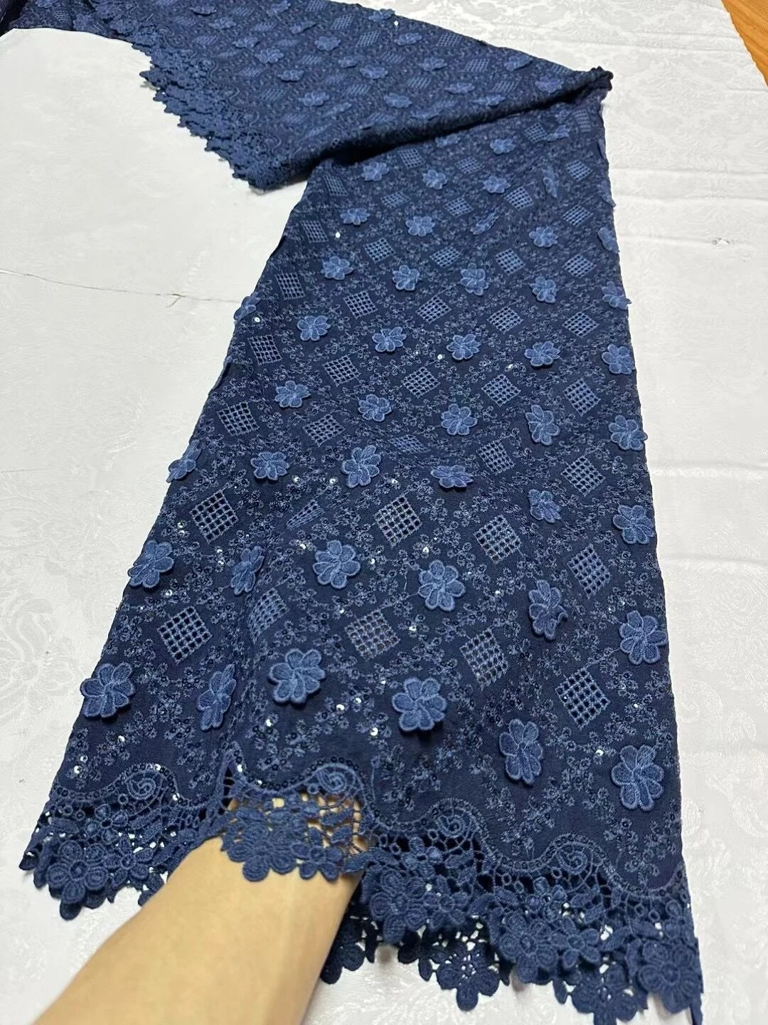 High Quality African Nigerian Lace Fabric, Embroidery Tulle Cotton, Wedding Party Dress, Guipure Sequins, Chiffon, 5Yards JL360