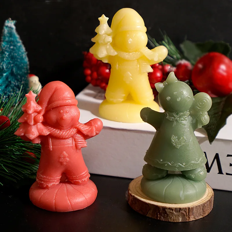 

Пряничный человечек, формы для свечей, сделай сам, мультяшный рождественский декоративный орнамент, куклы, гипсовая форма для эпоксидной смолы, ароматическое мыло, форма для свечей