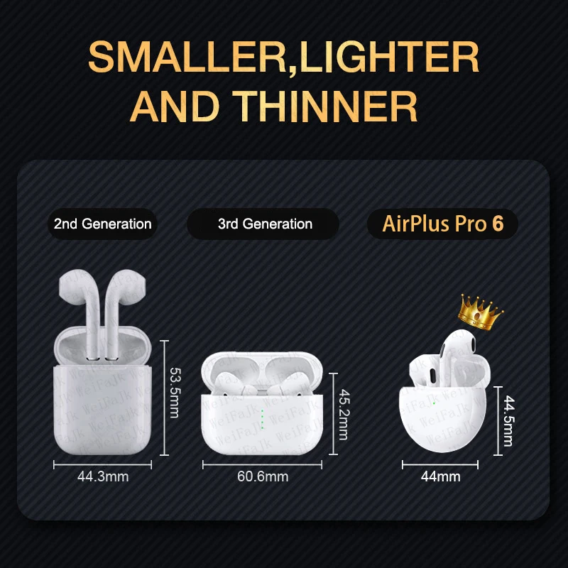 سماعات أذن أبل Airpods Pro 6 TWS Max اللاسلكية سماعات بلوتوث في سماعات الأذن سماعة إلغاء الضوضاء لسماعات أذن iPhone