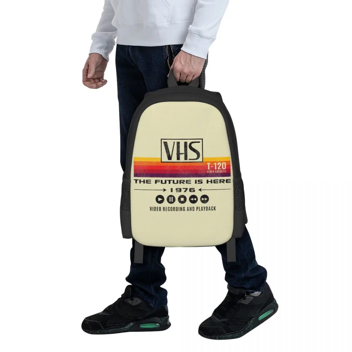 VHS The Future Is Here 1976 Worn Out Lts Student Backpack School Bag Hiking Travel Daypack for Boys Girls Bookbag Shoulder Bags