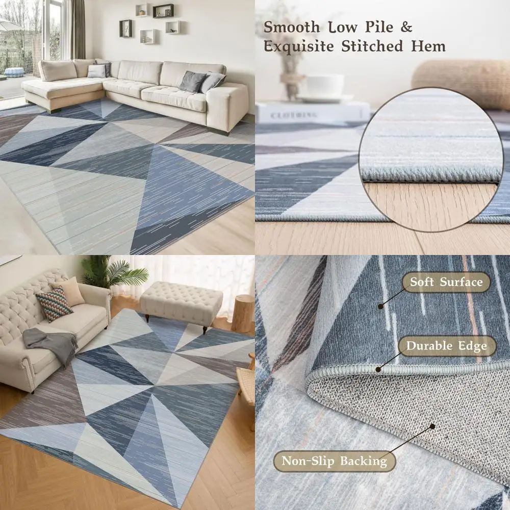 

Geometric Patterned 5x7 Area Rug: Machine Washable, Soft, Non-Slip, and Non-Shedding for Living Spaces and Bedrooms
