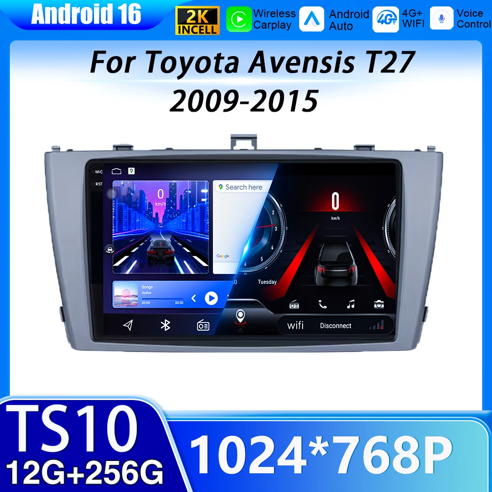 

Android 16 8 core Carplay For Toyota Avensis T27 2009-2015 Car Multimedia Player 5G Wifi High-performance 7862 CPU Touch Display