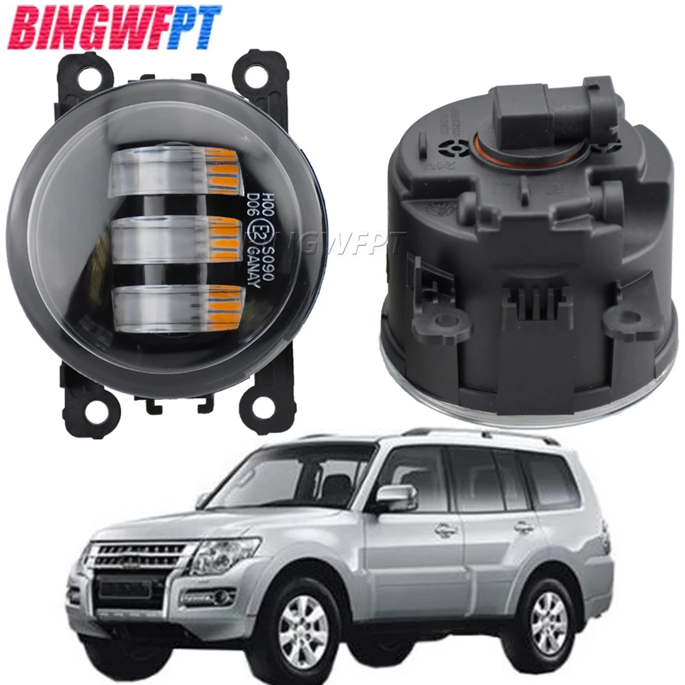 For Mitsubishi Pajero 4 IV V8_W V9_W 2007-15 NEW FogLamps Car LED Fog Light Assembly Angel Eye Daytime Running FogLights DRL 12V