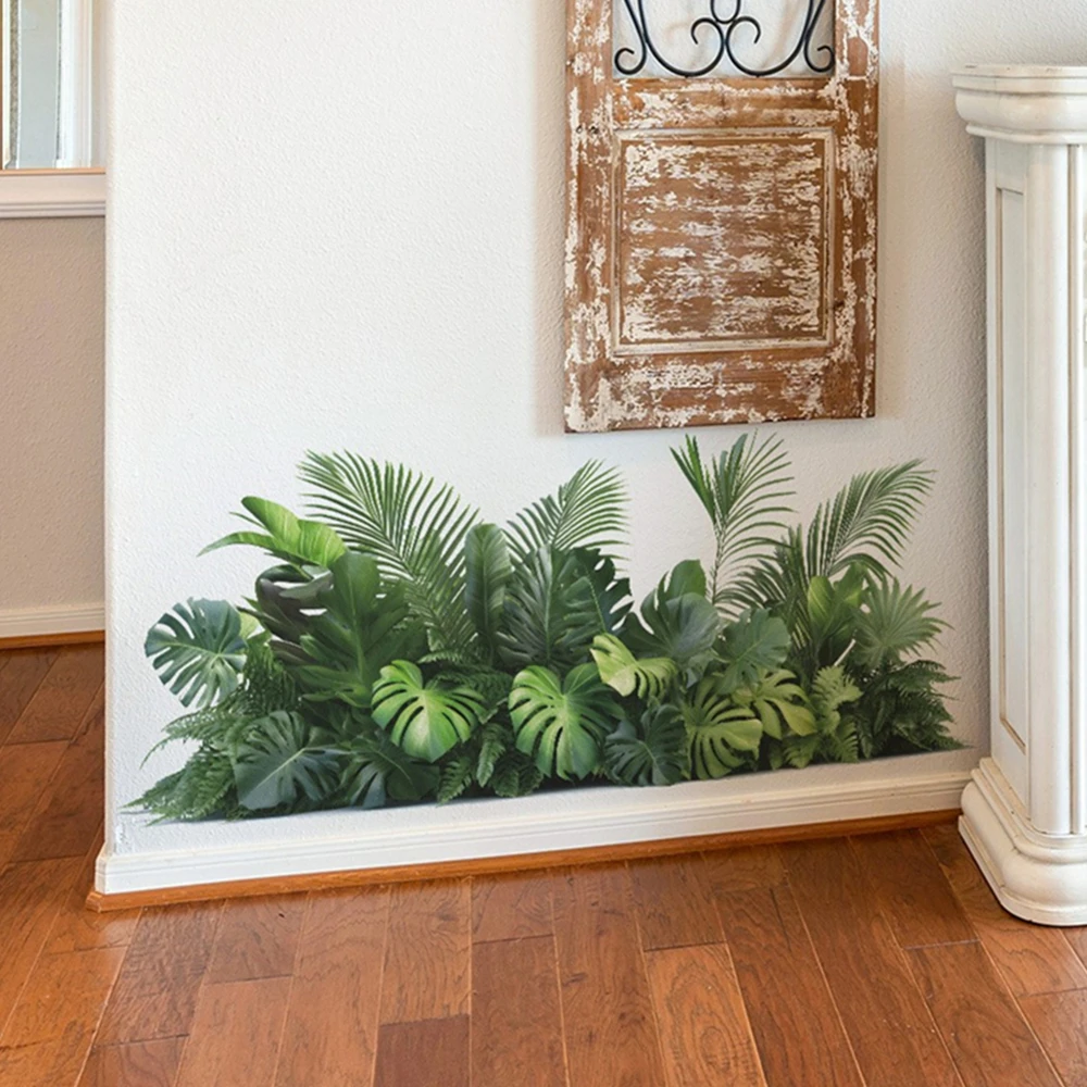 Große Monstera-Palmenblatt-Wandaufkleber, selbstklebende Vinyl-Aufkleber mit tropischen grünen Pflanzen für Schlafzimmer, Wohnzimmer, Hintergrunddekoration