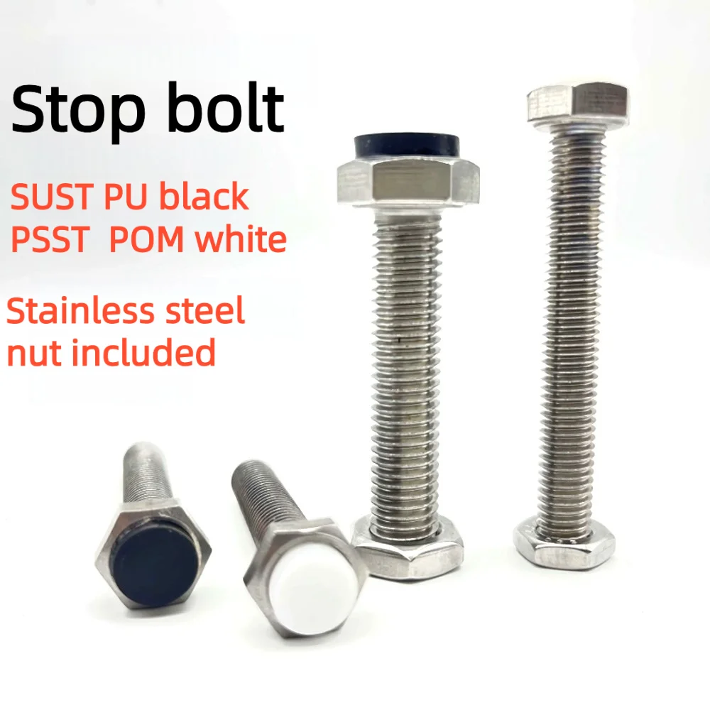 M3-M12 Stop Bolt TDB71 Accessories SUST PSST Machine Tool Hardware M8 M5 M6 Stainless Steel 304 POM Buffer Cap Hex Screw Nut Set