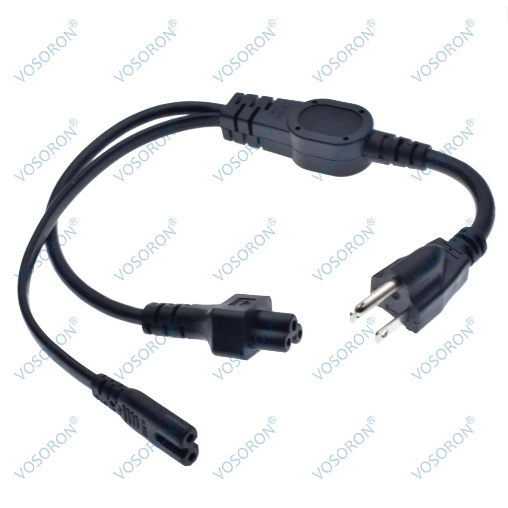 NEMA 5-15P to C5+C7 Y Type Splitter Power Cord,US 3 pin Plug 5-15p to C7 and C5 Splitter Power Cable Cord,2.5A-15A/125V