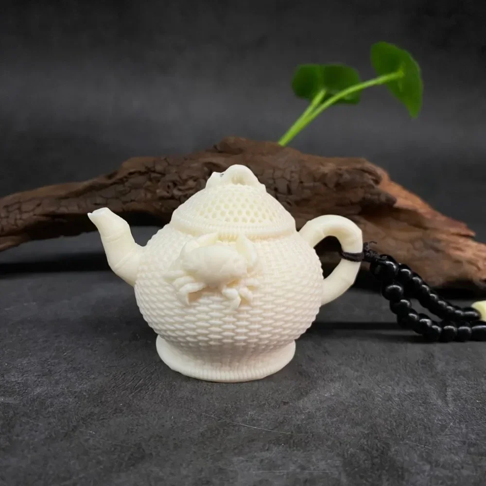 Ivory fruit, fortune, eight sided pot, crab handle, teapot, handle, toy, ornament, teapot, tea pet, handicraft