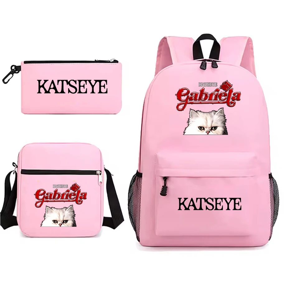 Katseye Printed Backpack 3Pcs Set Funny Children School Bags Girls Boys Primary School Bookbag With Shoulder Bag Pencil Bag Gift