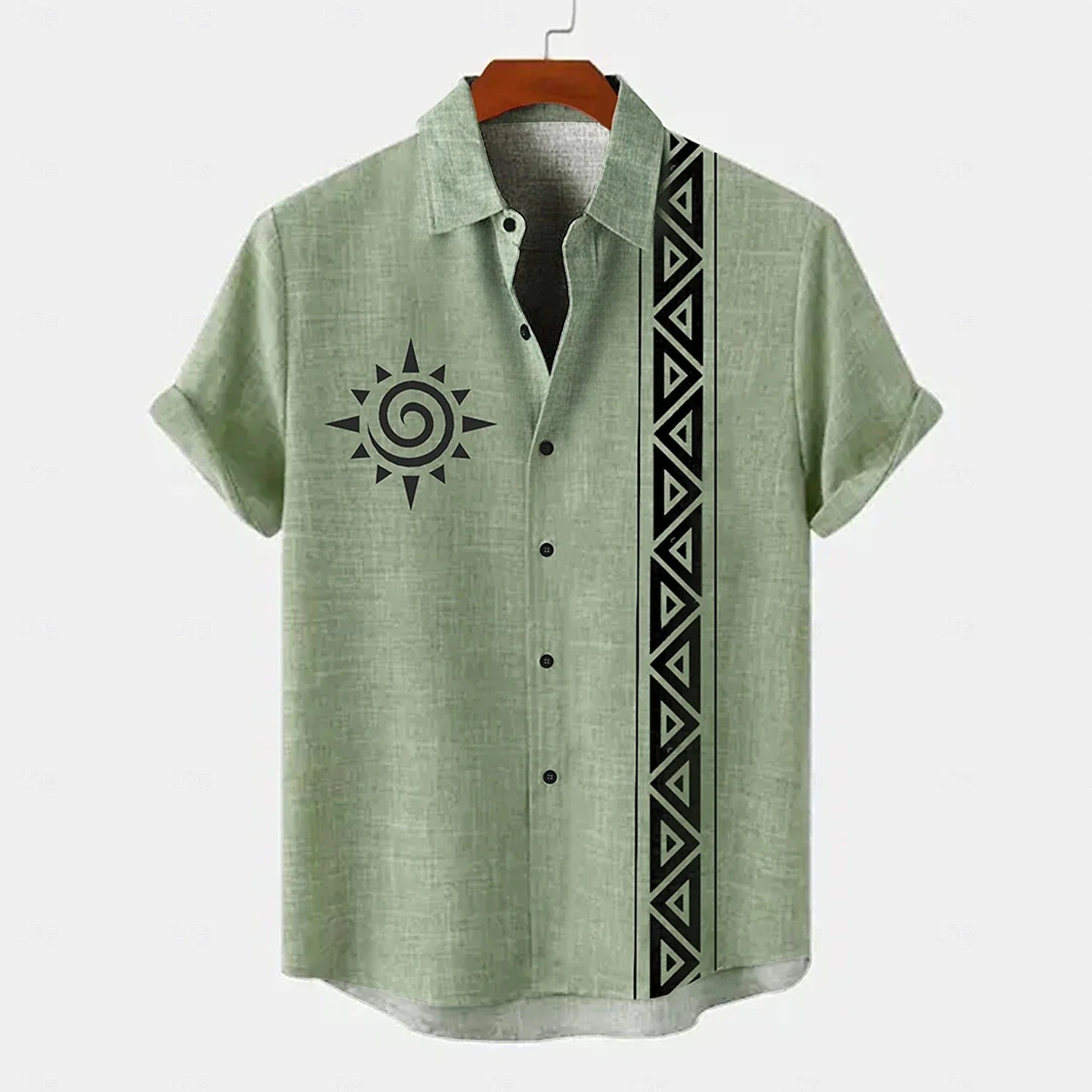 

Retro men's shirt ethnic pattern print short sleeve lapel shirt summer fashion casual street men's lapel top large size comforta