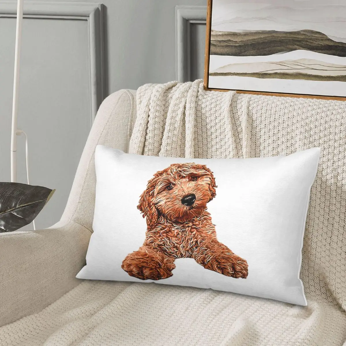 Cavapoo Labradoodle Goldendoodle Poodle Mix funda de almohada rectangular funda de cojín decoración dormitorio cama hogar comodidad almohada