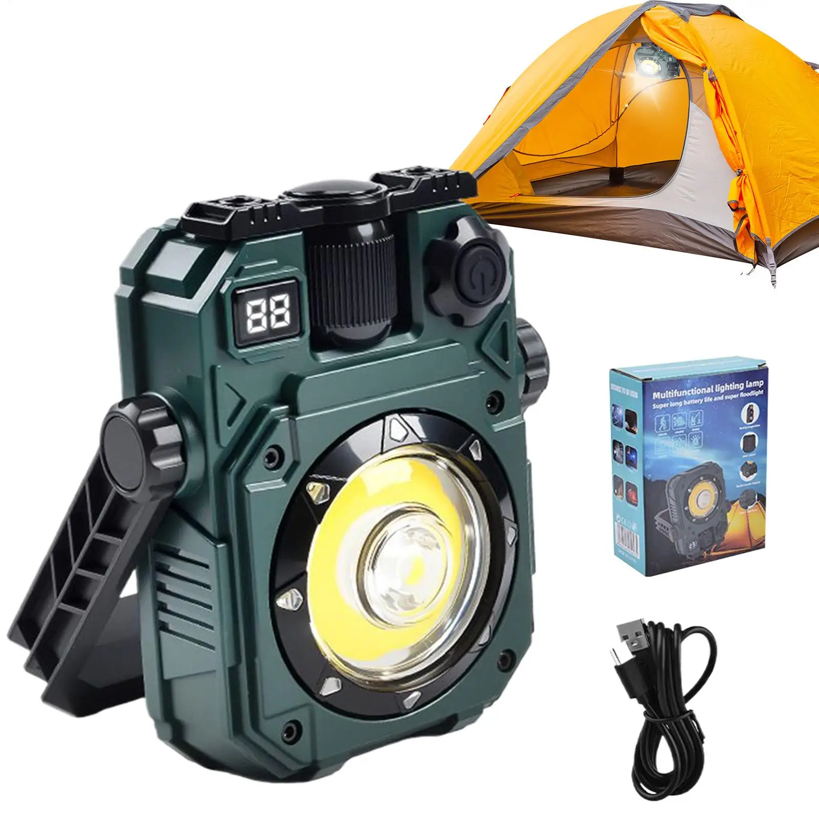 

Work Light Rechargeable Portable LED Work Solar Light Flashlights Portable Solar Powered Flashlights With 5 Lighting Modes
