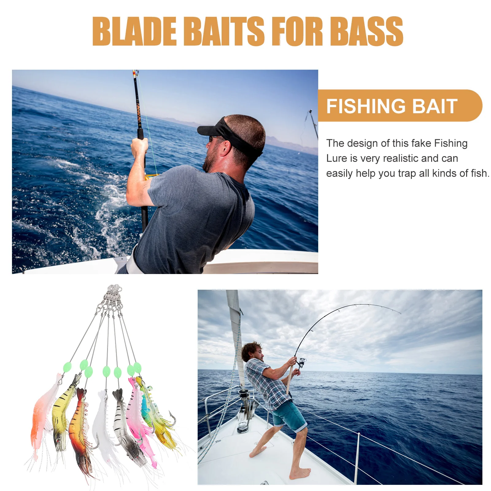 

7Pcs Luminous Shrimp Fishing Lures Artificial Reusable Tough Baits Lightweight Outdoor Fishing Equipment Fake Baits