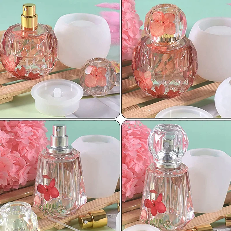 แม่พิมพ์ซิลิโคนสำหรับยางซิลิโคนขวดน้ำหอมพร้อมหัวฉีดสเปรย์10ชิ้น1ชุด