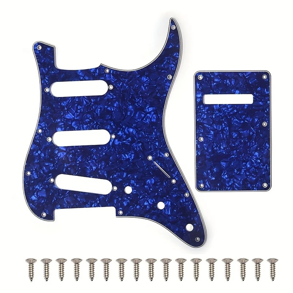 

Multicolor 11 Hole Guitar Pickguard with Back Cover Blue Pearl Purple Pearl Lightweight PVC for Standard Model Guitars
